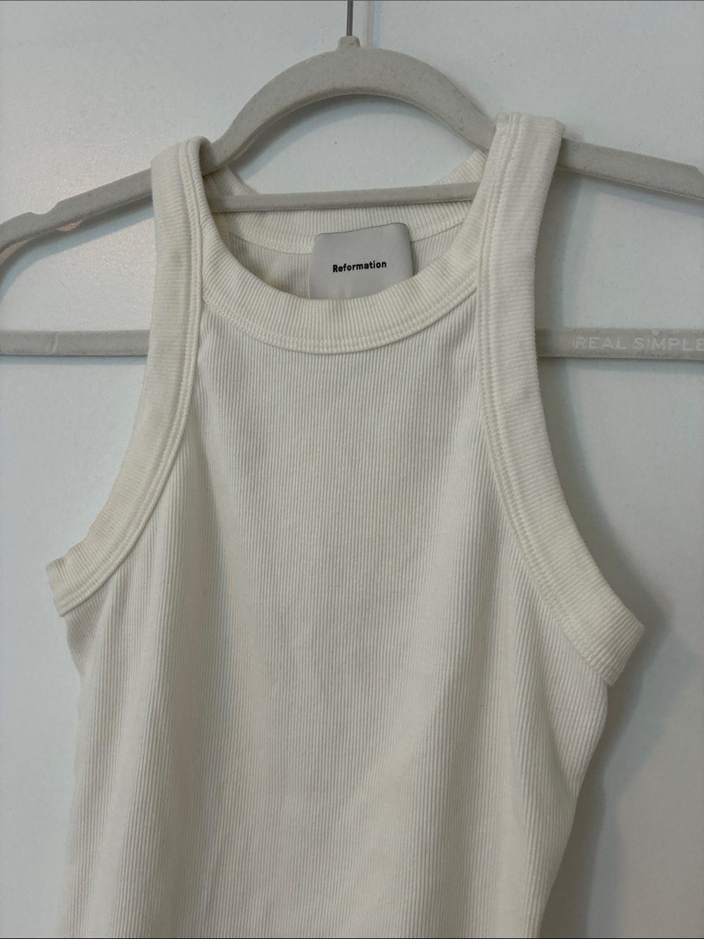 Reformation Tasha Ivory Ribbed Racer Tank - Picture 3 of 12